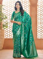 Banarasi Silk Green Wedding Wear Weaving Saree